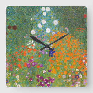 Gustav Klimt: Flower Garden Square Wall Clock