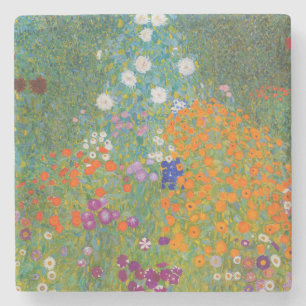 Gustav Klimt - Flower Garden Stone Coaster