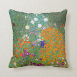 Gustav Klimt: Flower Garden Throw Pillow<br><div class="desc">A beautiful classic pillow featuring a colourful flower garden,  painted by the Austrian symbolist painter Gustav Klimt.</div>