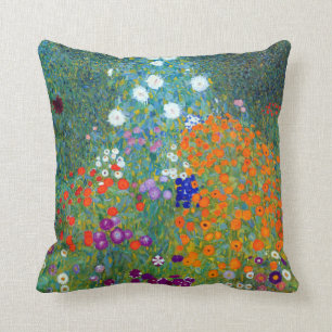 Gustav Klimt Flower Garden Throw Pillow