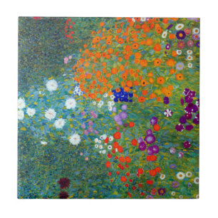 Gustav Klimt Flower Garden Tile