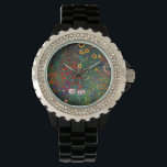 Gustav Klimt Flower Garden Watch<br><div class="desc">Watch featuring Gustav Klimt’s oil painting Farm Garden with Sunflowers (1907). A beautiful garden of sunflowers and exquisite blue, red, purple, pink, and white flowers. A great gift for fans of Art Nouveau and Austrian art.</div>