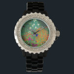 Gustav Klimt Flower Garden Watch<br><div class="desc">Watch featuring Gustav Klimt’s oil painting Flower Garden (1906). A beautiful garden of purple, red, white, blue, and orange flowers. A great gift for fans of Art Nouveau and Austrian art.</div>