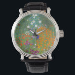 Gustav Klimt: Flower Garden Watch<br><div class="desc">A beautiful classic watch featuring a colourful flower garden,  painted by the Austrian symbolist painter Gustav Klimt.</div>