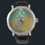 Gustav Klimt: Flower Garden Watch<br><div class="desc">A beautiful classic watch featuring a colourful flower garden, painted by the Austrian symbolist painter Gustav Klimt.</div>
