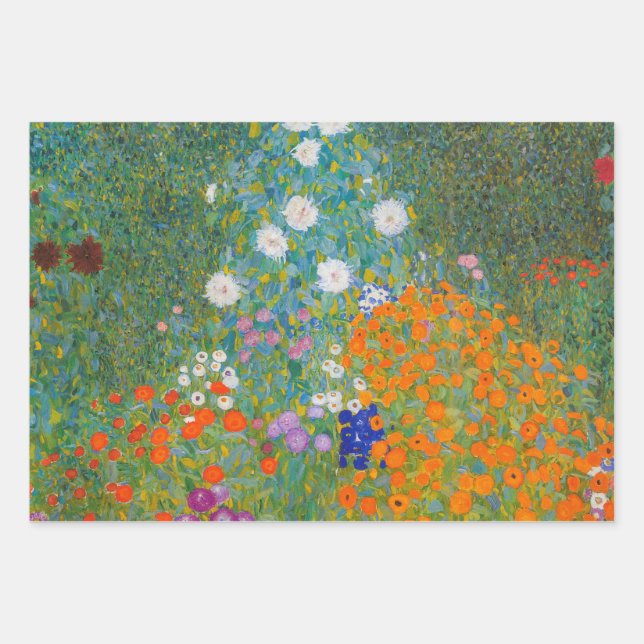 Gustav Klimt - Flower Garden Wrapping Paper Sheet (Front)