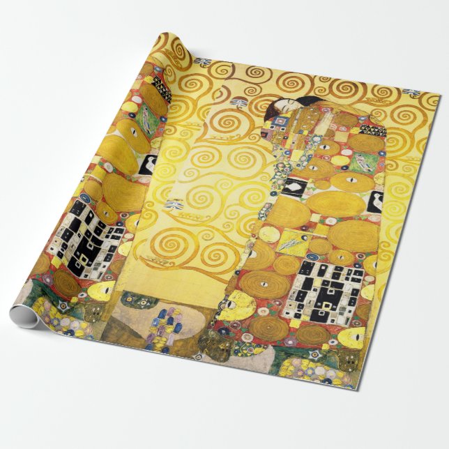Gustav Klimt Fulfillment Lovers Fine Art Wrapping Paper (Unrolled)