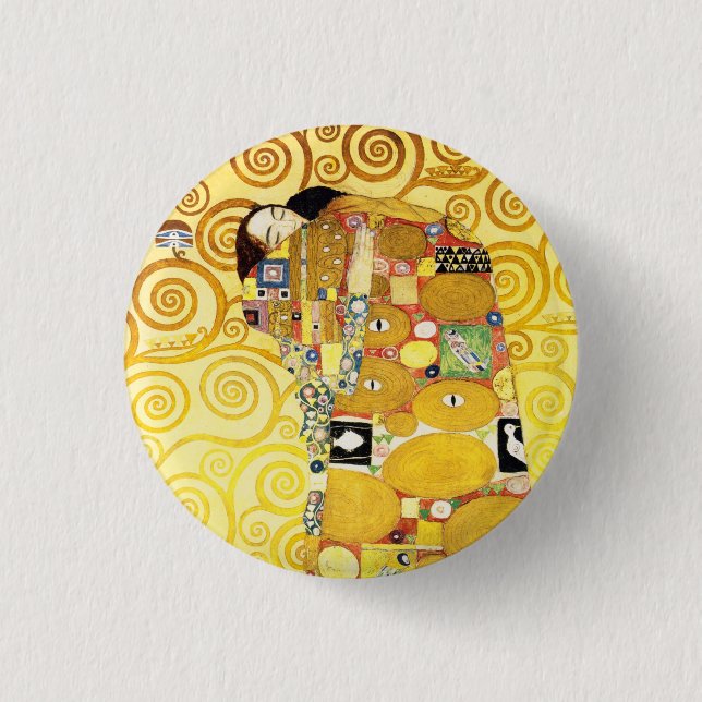 Gustav Klimt Fulfilment Lovers Fine Art 1 Inch Round Button (Front)