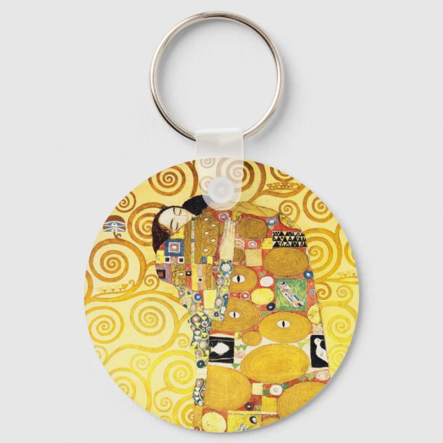 Gustav Klimt Fulfilment Lovers Fine Art Keychain (Front)