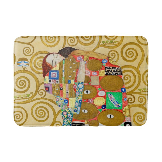 Gustav Klimt Fulfilment Nouveau Couple Bath Mat (Front)