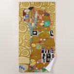Gustav Klimt Fulfilment Nouveau Couple Beach Towel<br><div class="desc">Gustav Klimt,  Fulfilment 1910-1911 Art Nouveau Couple with Klimt's signature swirling design and beautiful gold painting.</div>