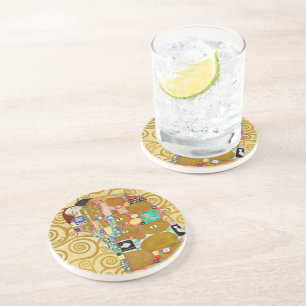 Gustav Klimt Fulfilment Nouveau Couple Coaster