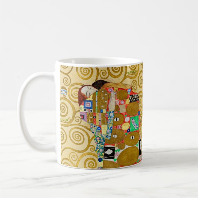 Gustav Klimt Fulfilment Nouveau Couple Coffee Mug (Left)