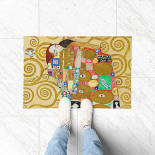 Gustav Klimt Fulfilment Nouveau Couple Doormat