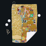 Gustav Klimt Fulfilment Nouveau Couple Golf Towel<br><div class="desc">Gustav Klimt,  Fulfilment 1910-1911 Art Nouveau Couple with Klimt's signature swirling design and beautiful gold painting.</div>