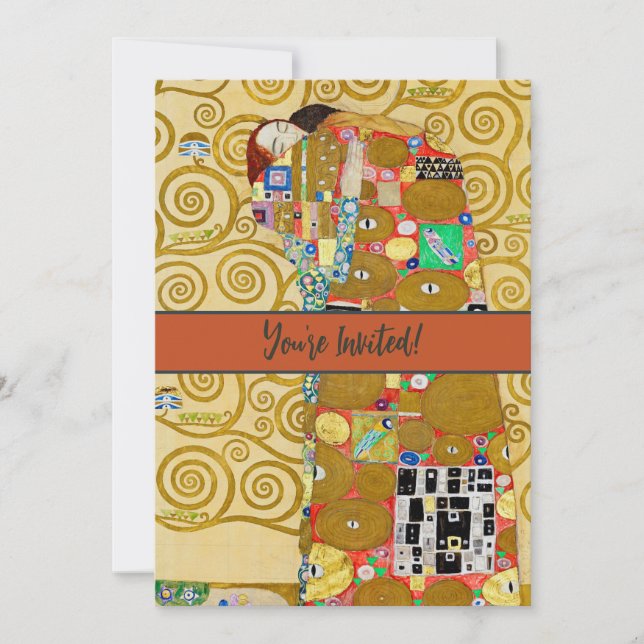 Gustav Klimt Fulfilment Nouveau Couple Invitation (Front)