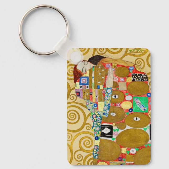 Gustav Klimt Fulfilment Nouveau Couple Keychain (Front)