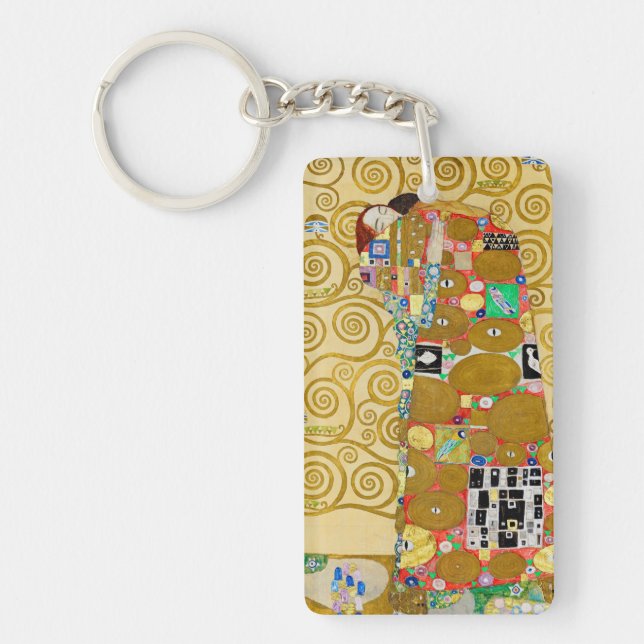 Gustav Klimt Fulfilment Nouveau Couple Keychain (Front)