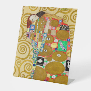 Gustav Klimt Fulfilment Nouveau Couple Pedestal Sign