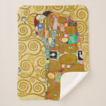 Gustav Klimt Fulfilment Nouveau Couple Sherpa Blanket<br><div class="desc">Gustav Klimt,  Fulfilment 1910-1911 Art Nouveau Couple with Klimt's signature swirling design and beautiful gold painting.</div>