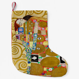 Gustav Klimt Fulfilment Nouveau Couple Small Christmas Stocking