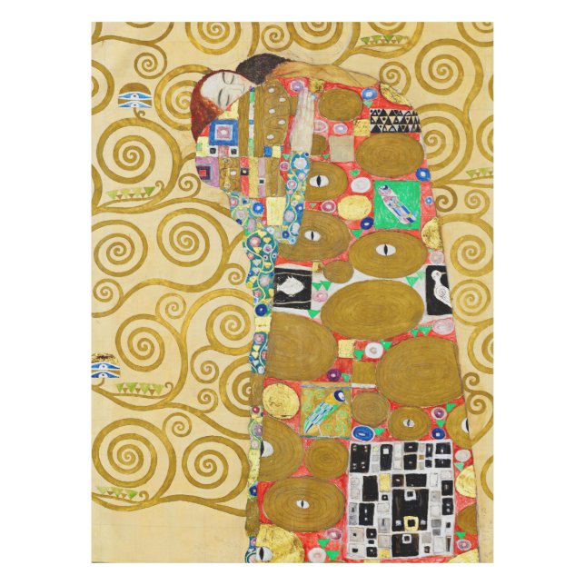 Gustav Klimt Fulfilment Nouveau Couple Tablecloth (Front)