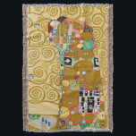 Gustav Klimt Fulfilment Nouveau Couple Throw Blanket<br><div class="desc">Gustav Klimt,  Fulfilment 1910-1911 Art Nouveau Couple with Klimt's signature swirling design and beautiful gold painting.</div>