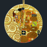 Gustav Klimt Fulfilment Ornament<br><div class="desc">Gustav Klimt Fulfilment ornament. Frieze from 1909. Completed during Klimt’s golden phase, Fulfilment features an embracing couple holding each other beneath a multi-patterned quilt featuring spirals, eyes, birds, fish and other shapes. The background of the work features the same bronze spirals that would adorn the artist’s renowned Tree of Life....</div>