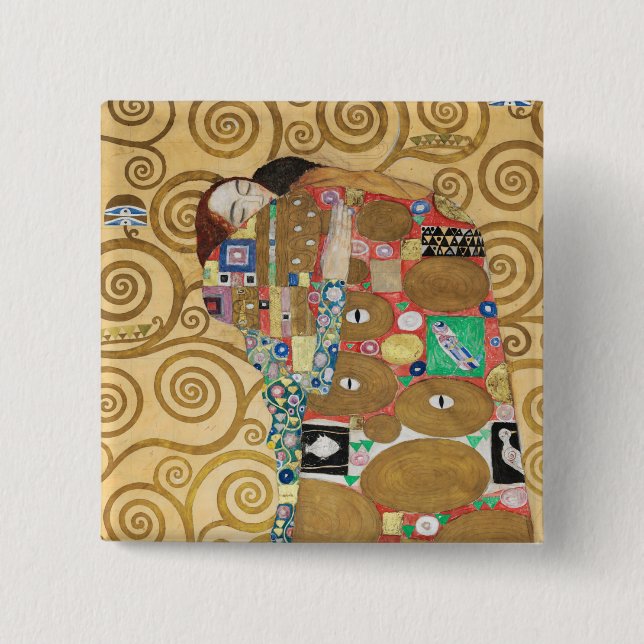 Gustav Klimt - Fulfilment, Stoclet Frieze 2 Inch Square Button (Front)