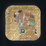 Gustav Klimt - Fulfilment, Stoclet Frieze Paper Plate<br><div class="desc">The Tree of Life,  Stoclet Frieze,  Fulfilment Lovers - Gustav Klimt,  Cardboard,  1909</div>