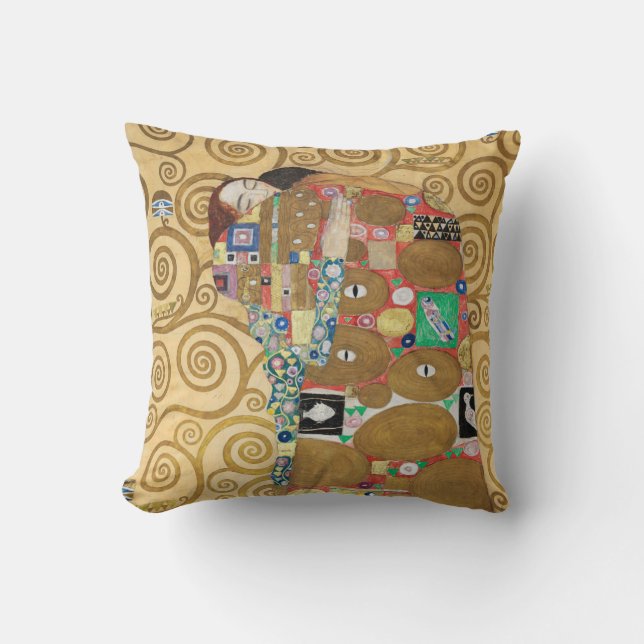 Gustav Klimt - Fulfilment, Stoclet Frieze Throw Pillow (Front)