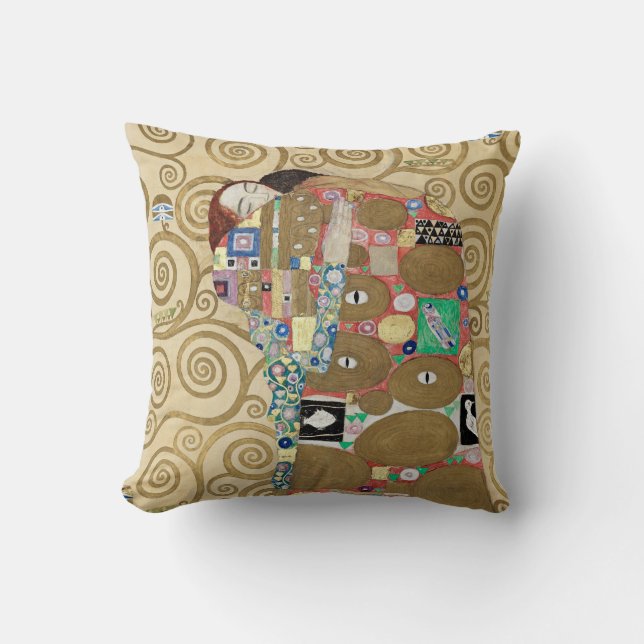 Gustav Klimt Fulfilment Throw Pillow (Front)
