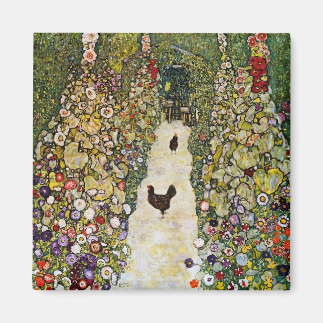 Gustav Klimt - Garden Path with Chickens Magnet (Front)