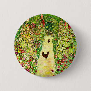 Gustav Klimt Garden with Chickens 2 Inch Round Button