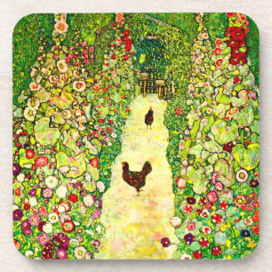 Gustav Klimt Garden with Chickens Coaster