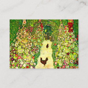 Gustav Klimt Garden with Chickens Enclosure Card