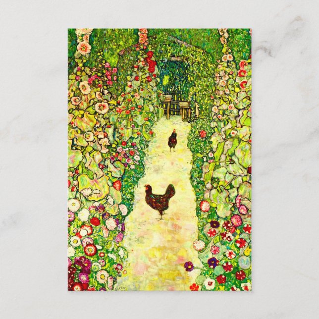 Gustav Klimt Garden with Chickens Enclosure Card (Front)