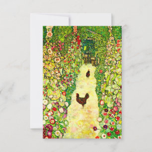 Gustav Klimt Garden with Chickens Invitation
