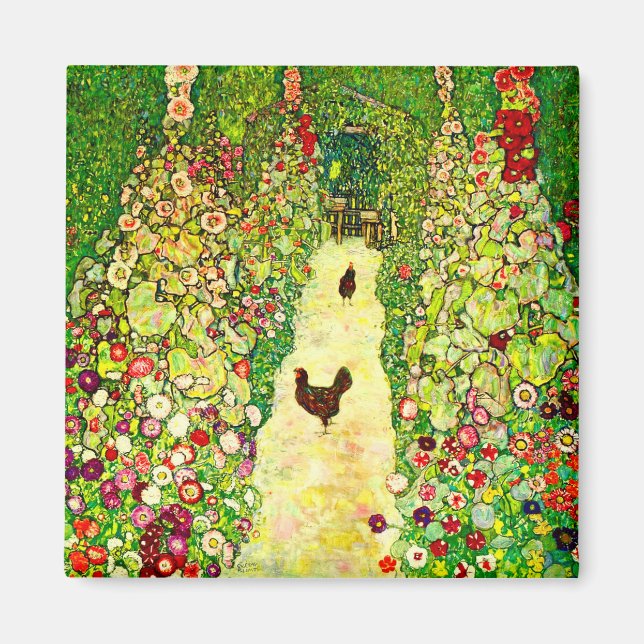 Gustav Klimt Garden with Chickens Magnet (Front)