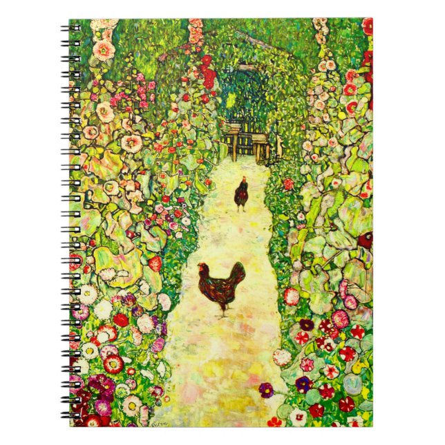 Gustav Klimt Garden with Chickens Notebook (Front)