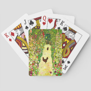 Gustav Klimt Garden with Chickens Playing Cards