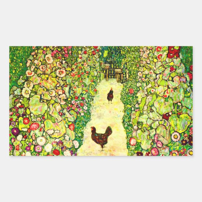 Gustav Klimt Garden with Chickens Sticker (Front)