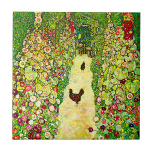 Gustav Klimt Garden with Chickens Tile