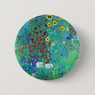 Gustav Klimt Garden with Sunflowers 2 Inch Round Button