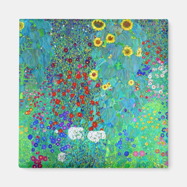 Gustav Klimt Garden with Sunflowers Magnet (Front)