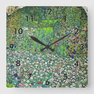 Gustav Klimt - Horticultural Landscape and Hilltop Square Wall Clock