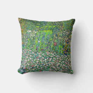 Gustav Klimt - Horticultural Landscape and Hilltop Throw Pillow