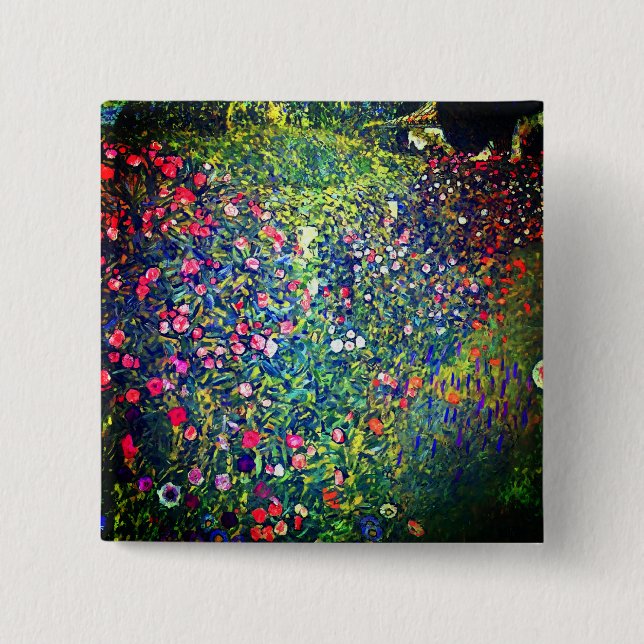 Gustav Klimt Italian Garden 2 Inch Square Button (Front)