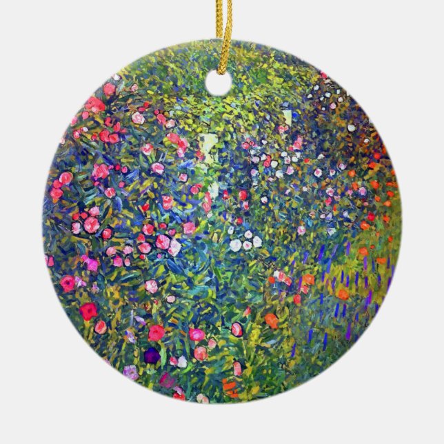 Gustav Klimt Italian Garden Ceramic Ornament (Front)