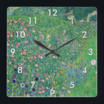 Gustav Klimt - Italian Garden Landscape Square Wall Clock<br><div class="desc">Italian Garden Landscape / Italian Horticultural Landscape - Gustav Klimt,  Oil on Canvas,  1913</div>
